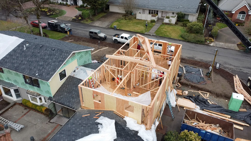 Fair Oaks Truss Delivery 2. John walks us through the progress of this home remodel & home additions project his design/build firm is working on in Eugene.